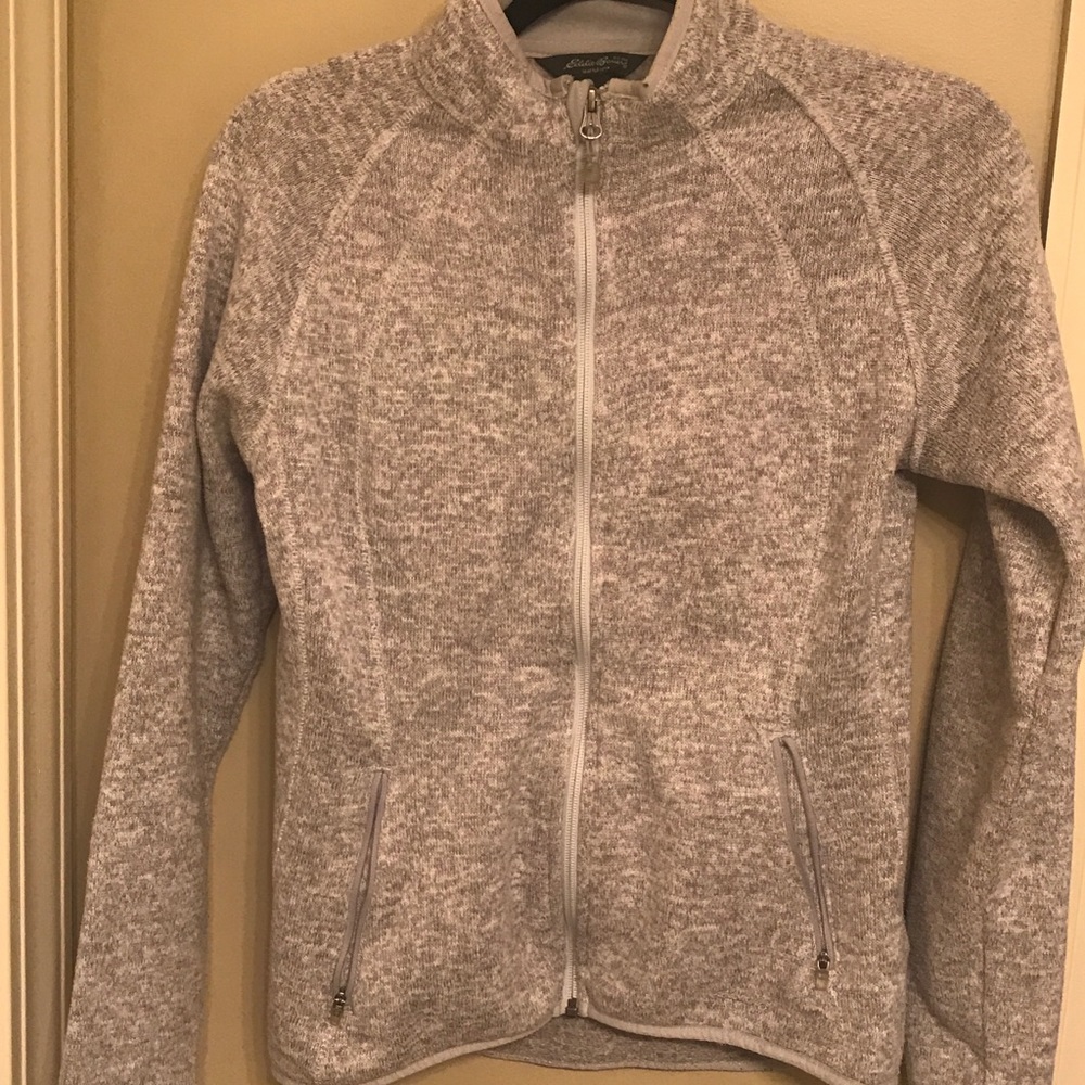Grey knit zip jacket